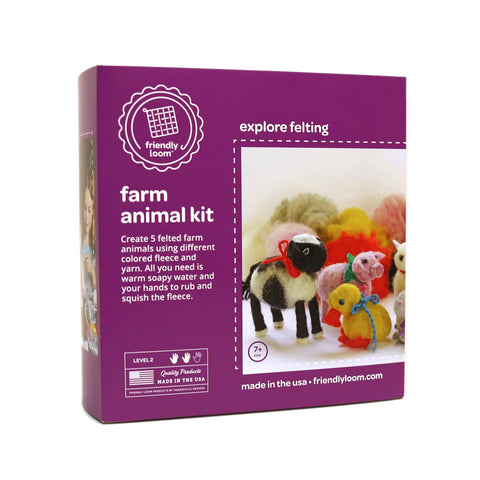 Friendly Loom felted farm animal kit package