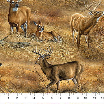 field of deer, Birchwood Collection Cotton Fabric 291