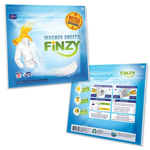 Finzy 32-count Washer Sheets in packages