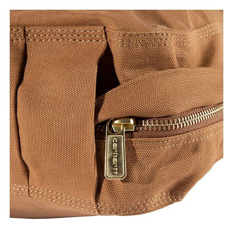 Closeup of zipper on Carhartt Brown Firm Duck Dog Bed