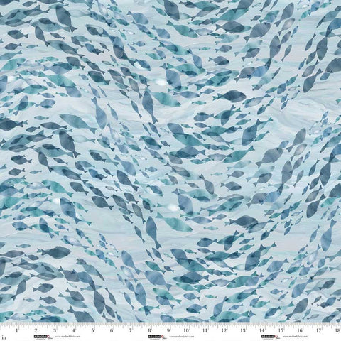 fish school, A Drop Into the Ocean Cotton Fabric 88