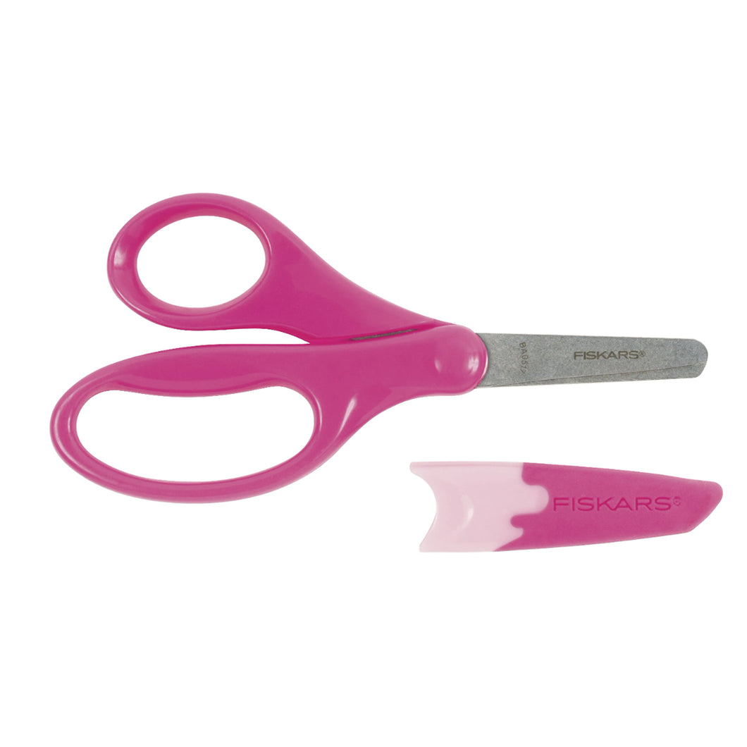 Fiskars 5-inch Pink Handle Children's Blunt Tip Scissors with Eraser Sheath