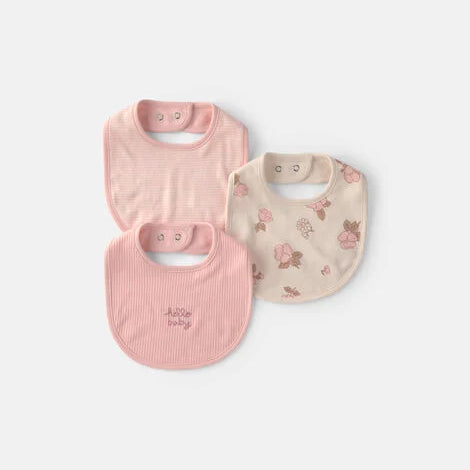 floral, 3-Pack Hello Baby Bibs 1V39