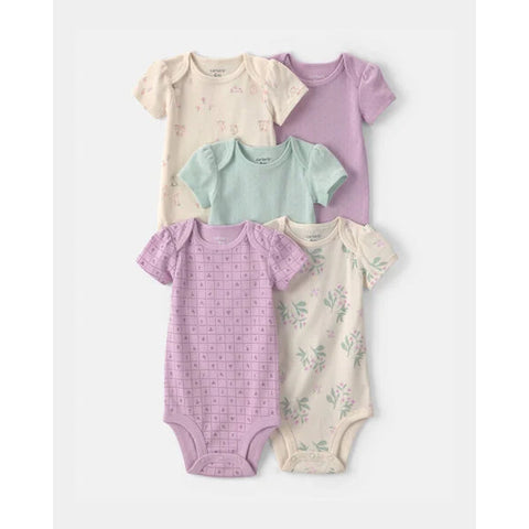 floral, Baby Girls' 5-Pack Short-Sleeve Bodysuit 1V