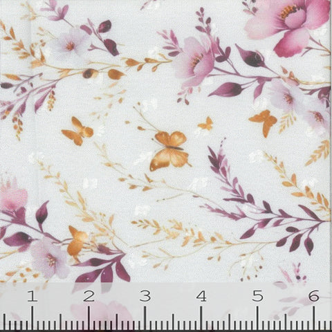 Floral Print Swiss Dot Fabric 00014