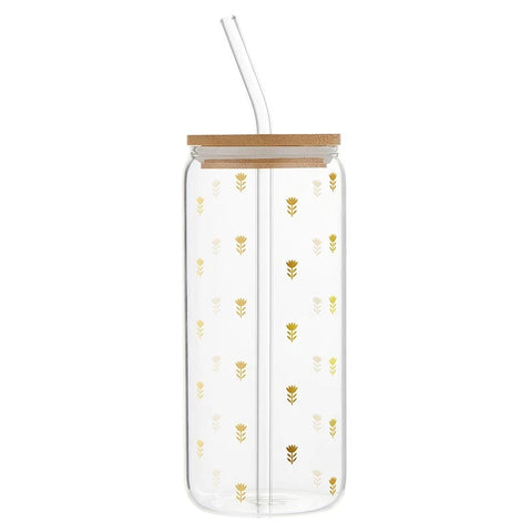flowers, Cold Brew Glass Tumbler