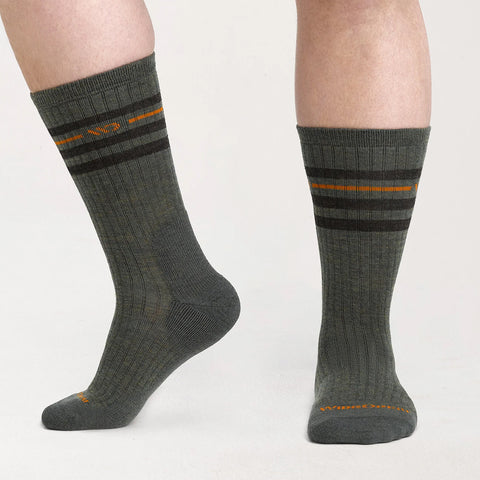 forest, Men's Vintage Stripe Cushioned Crew Socks 9002