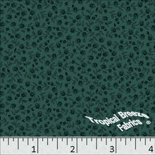 forest green, Poly Cotton Small Floral Print Dress Fabric 6220