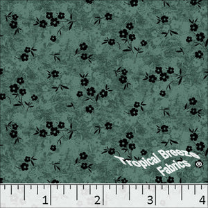 Standard Weave Floral Print Poly Cotton Fabric 6038 forest green