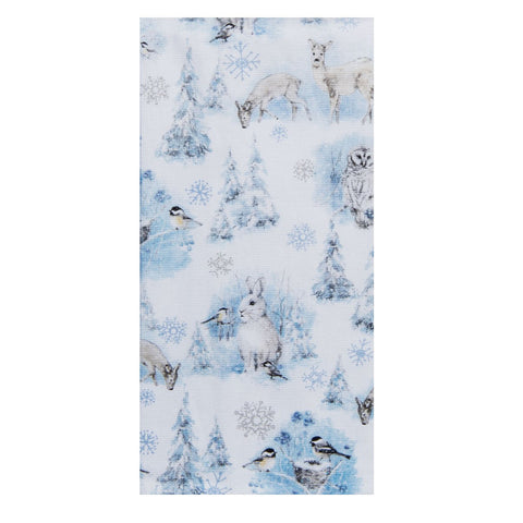 snowy forest kitchen towel