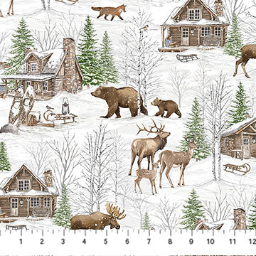 forest animals, Winter Woodland Cotton Fabric Collection 288