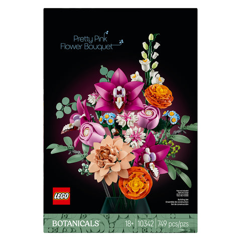 front of box, LEGO Botanicals Pretty Pink Flower Bouquet for Home D�cor 10342