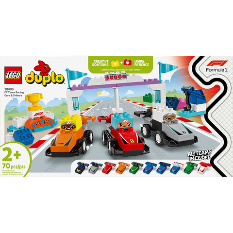 front, LEGO Duplo Town F1 Team Race Cars & Drivers Building Toy 10445