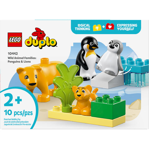 front, LEGO Duplo Town Wild Animal Families Penguins & Lions Building Toy 10442