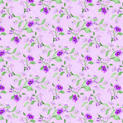 fuchsia, Pansy Fields Collection Trailing Florals Cotton Fabric 28665