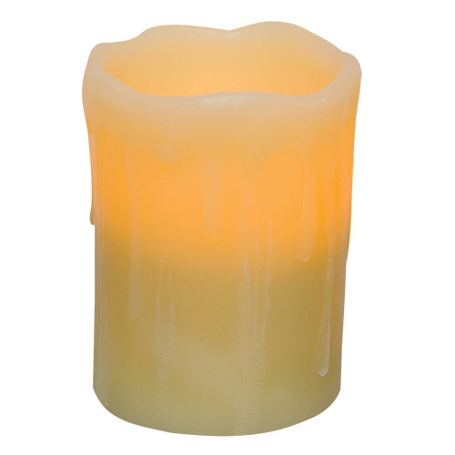 LED Ivory Drip Pillar Candle with Timer G84094