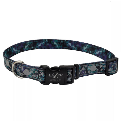 Reflective Patterned Dog Collar in galaxy