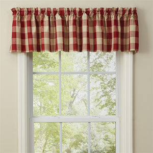 Red check curtain valance