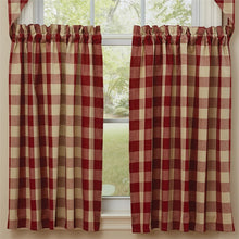 Garnet red tier curtains