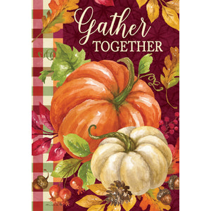 Fall & Winter Garden Flags gather pumpkins