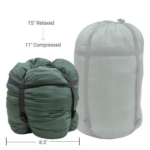Alps Mountaineering Genesis +30 Mummy Sleeping Bag in compressed stuff sack