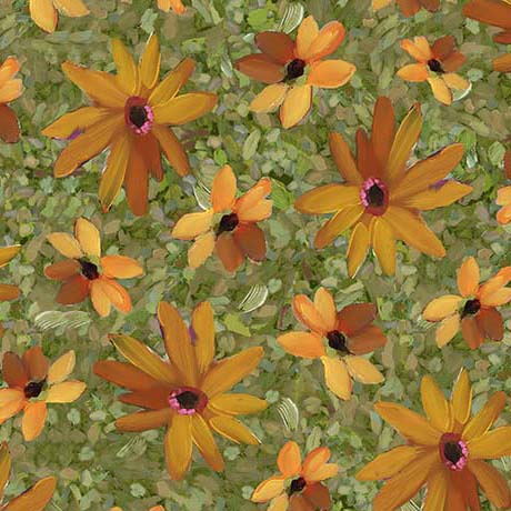 gerber daisy, Joyful Garden Collection Cotton Fabric 3186