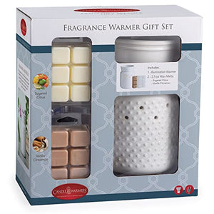 White Hobnail Illumination Fragrance Warmer Gift Set GFT-008