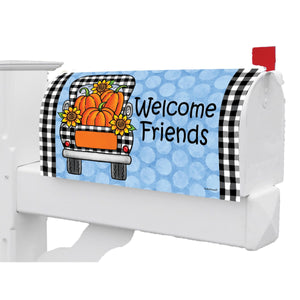 Fall and Winter Mailbox Makeovers gingham truck