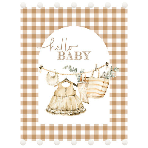 girl, Hello Baby Fleece Blanket with Poms CC14