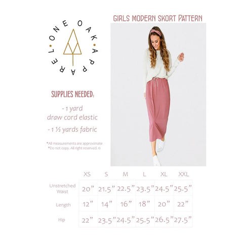 GIRLS MODERN SKORT PATTERN