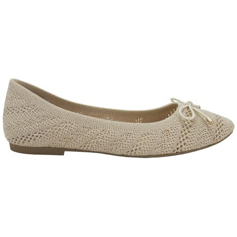 gold-Women's Claret Knitted Ballet Flats 136336