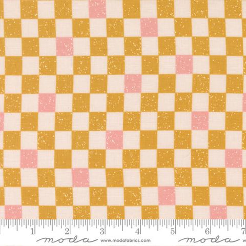 gold, Blossoms and Blooms Collection Checkerboard Cotton Fabric 39053