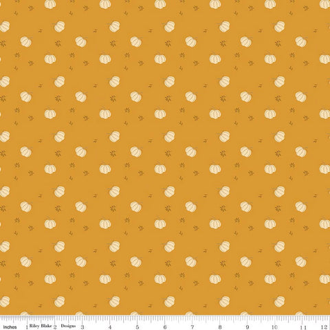 gold, Bountiful Collection Pumpkins Cotton Fabric C17864