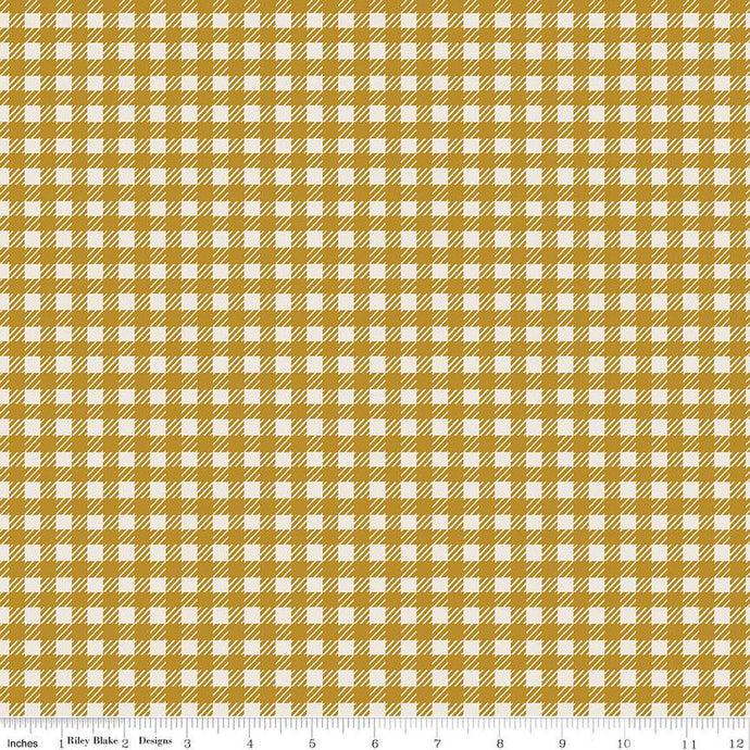 Forgotten Memories Collection Gingham Check Cotton Fabric gold
