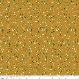 Forgotten Memories Collection Ditsy Flowers Cotton Fabric gold