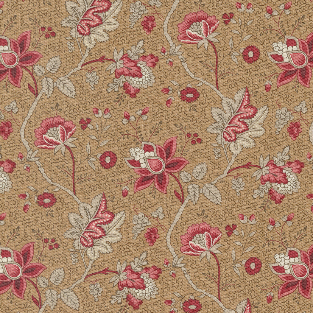 Chateau De Chantilly Collection La Fayette Florals Cotton Fabric 13944 gold