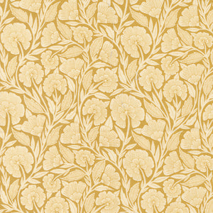 Flower Press Collection Curved Florals Cotton Fabric 3302 gold
