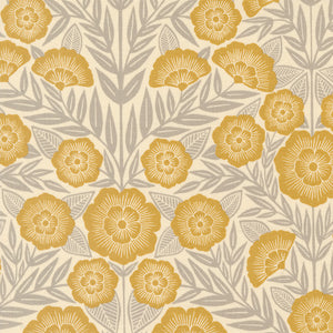 Flower Press Collection Floral Print Cotton Fabric 3300 gold