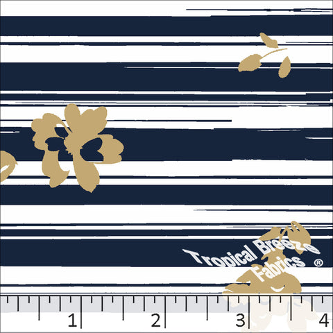 Poly Cotton Stripe Print Dress Fabric gold