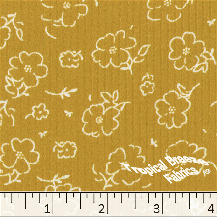 Ribbed Knit Small Floral Print Fabric 32736 gold