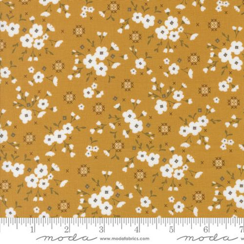 gold, Sun Drenched Collection Small Floral Cotton Fabric 43201