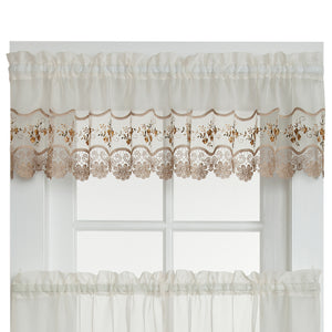 Gold lacy valance curtain