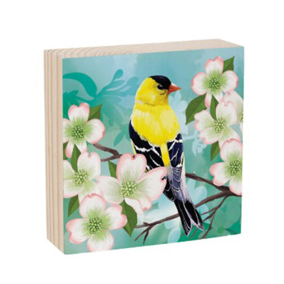 goldfinch, Bird Wooden Block Decor TA