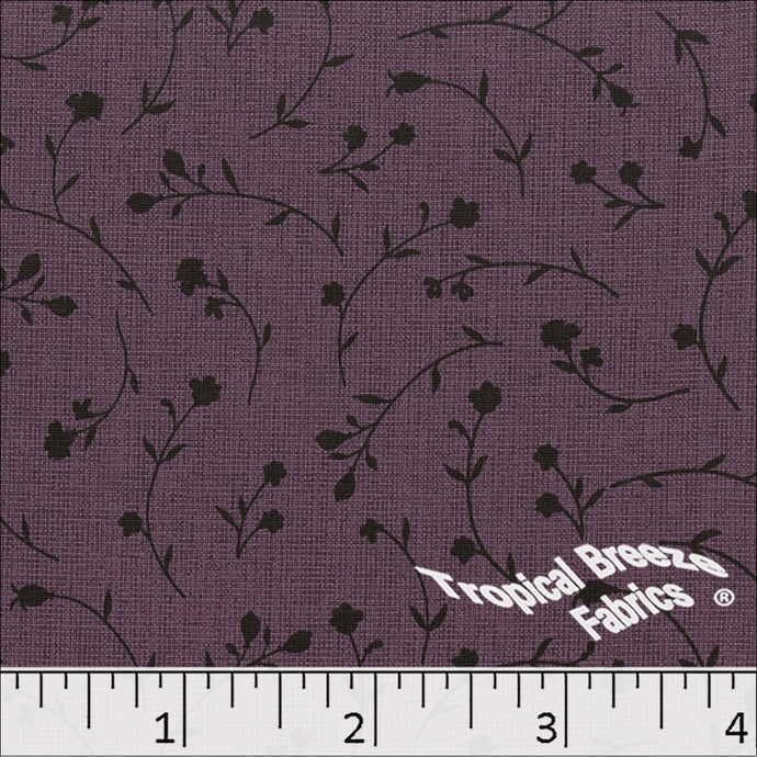 Grape, 100% Polyester Small Floral Print Fabric 04541