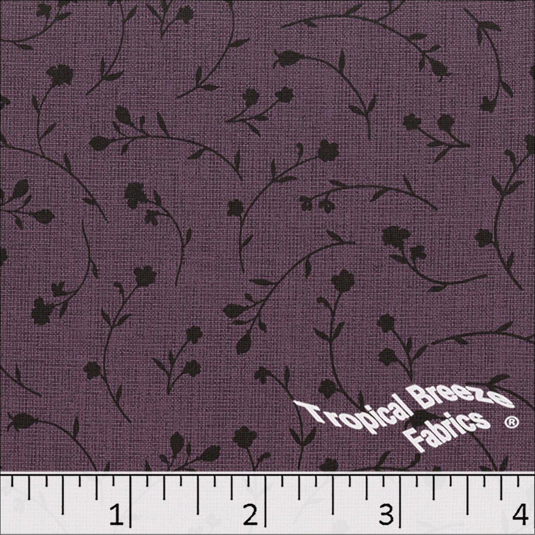 Grape, 100% Polyester Small Floral Print Fabric 04541