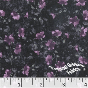 grape, Crinkle Crepe Stretch Print Polyester Fabric 042510