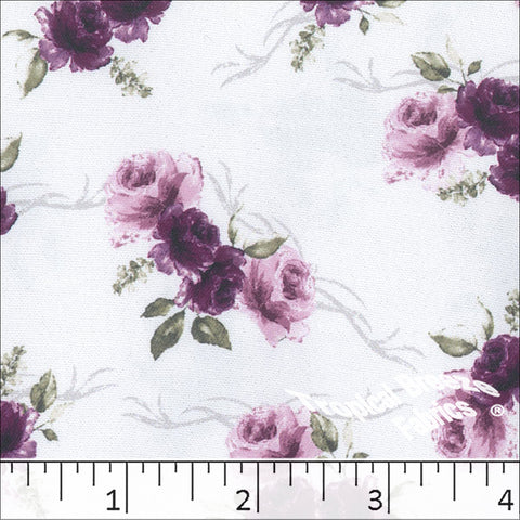 grape, Dream Crepe Floral Print Fabric 042517