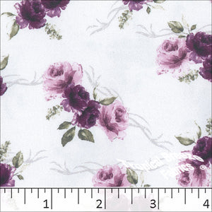 grape, Dream Crepe Floral Print Fabric 042517