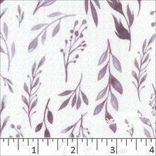 grape, Pointelle Crepe Knit Leaf Print Fabric 572512