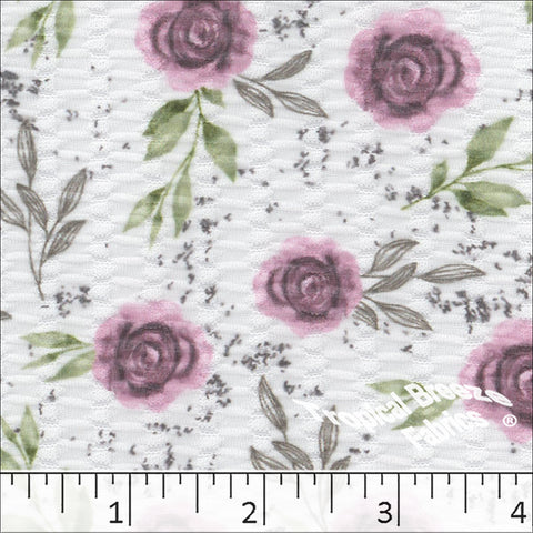 grape, Seersucker Knit Floral Print Fabric 575512